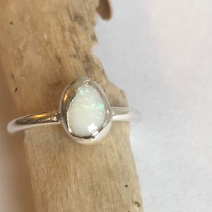 White Opal Organically Textured Ring