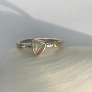Triangular Opal Ring with 9ct Gold Accents