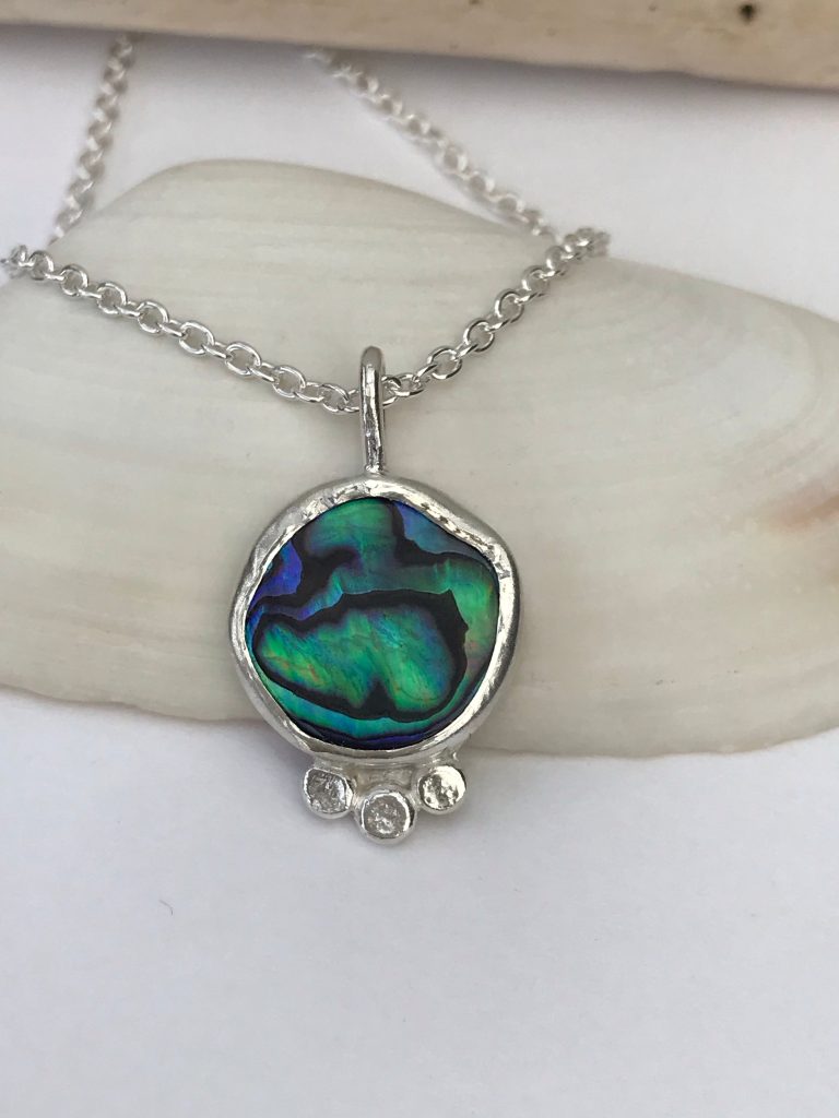 New Zealand Paua Necklace in Sterling Silver