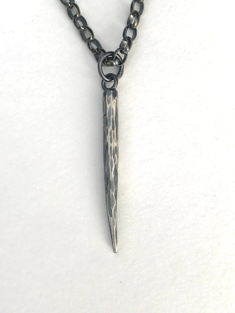 Oxidised Sterling Silver Spike Necklace