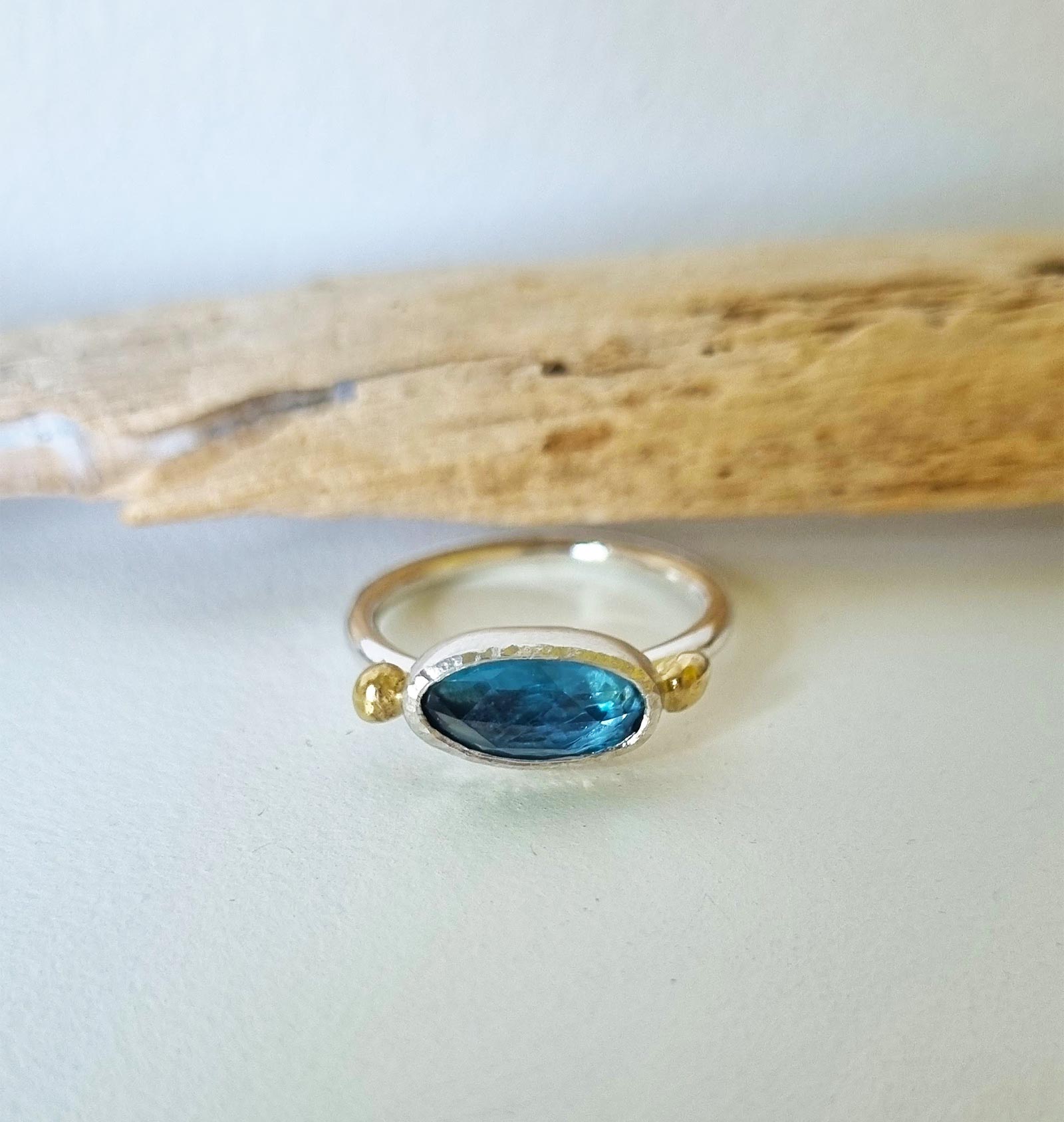 Rose Cut Oval London Blue Topaz Ring with 18ct Gold Accents - Helen  Elizabeth Jewellery