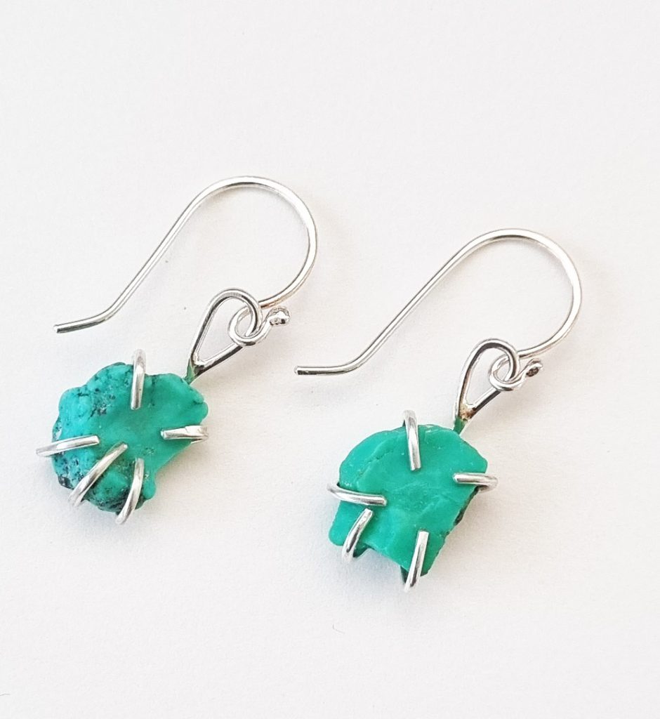 Turquoise Drop Earrings with silver hooks